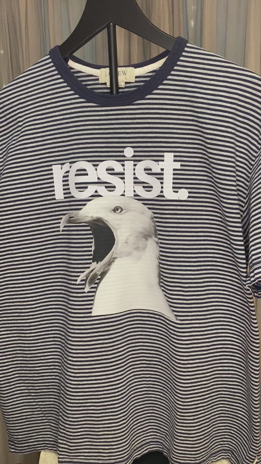Resist Seagull | T-Shirt | J. Crew | Navy/Gray | Men's Large
