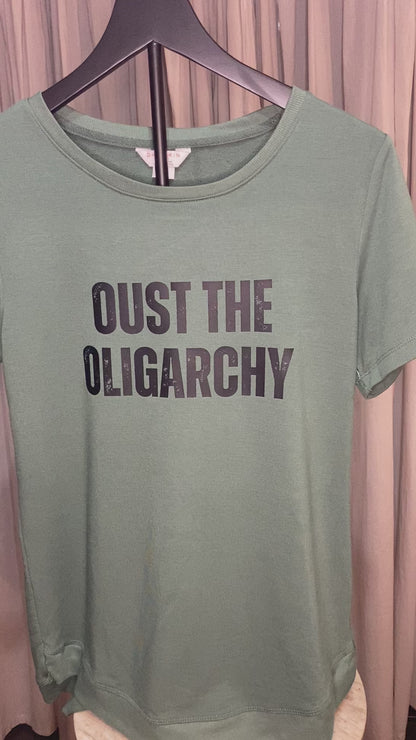 Oust the Oligarchy | T-Shirt | Danskin | Green | Women's Small