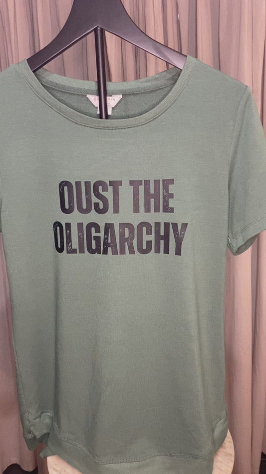 Oust the Oligarchy | T-Shirt | Danskin | Green | Women's Small